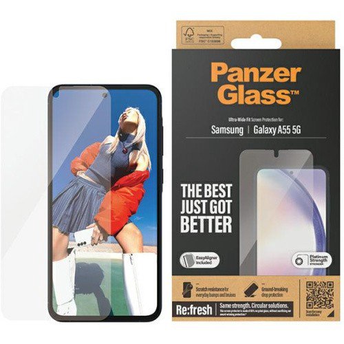 Mob. telefono ekrano apsauga PanzerGlass Samsung Galaxy A55 5G Ultra-Wide Fit EasyAligner by