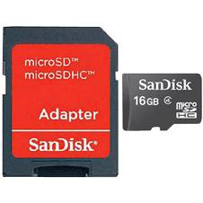 Atm.kort. SANDISK micro SDHC 16GB+adapteris