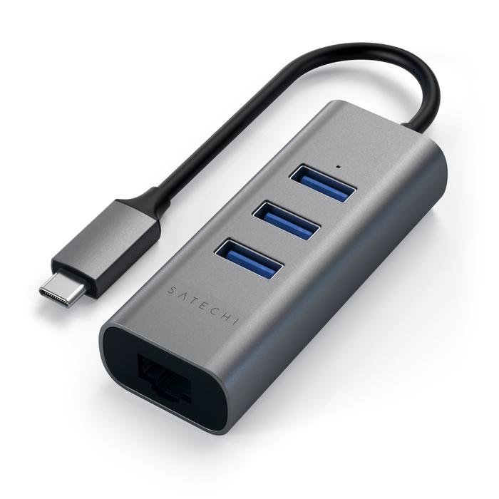 Adapteris SATECHI USB-C Aluminium Hub, 3 USB jungtys, space gray