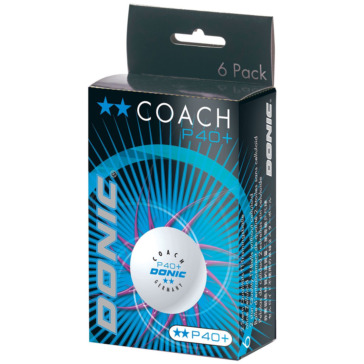 Stalo teniso kamuoliukai DONIC P40+ Coach 2žv. 6 vnt White
