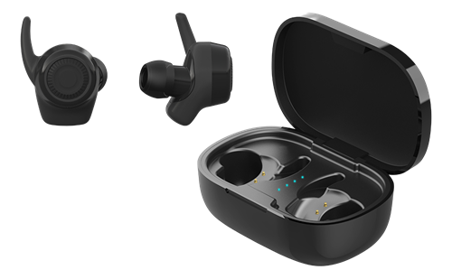Ausinės STREETZ TWS-112, belaidės, į ausis, Bluetooth 5, juodos