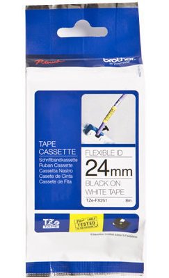 Eksploatacinė medžiaga Brother  TZe-FX251 Flexible ID Laminated Tape  Black on White  TZe  8 m