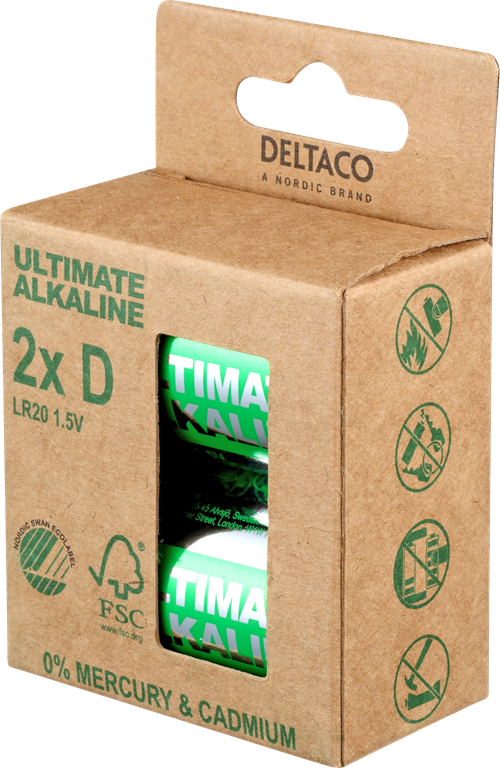 Elementai DELTACO D (LR20), 1,5 V, 2 vnt. / ULT-LR20-2P