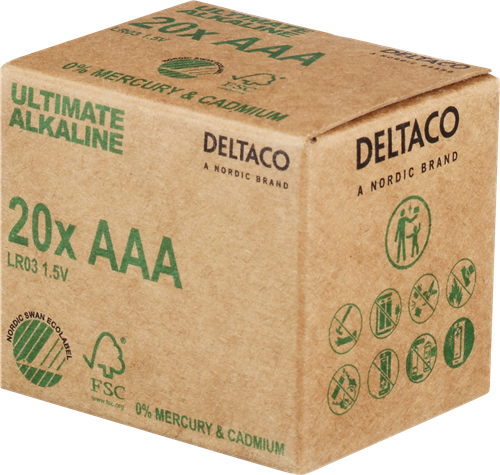 Elementai DELTACO AAA (LR03), 1,5 V, 20 vnt. / ULTB-LR03-20P