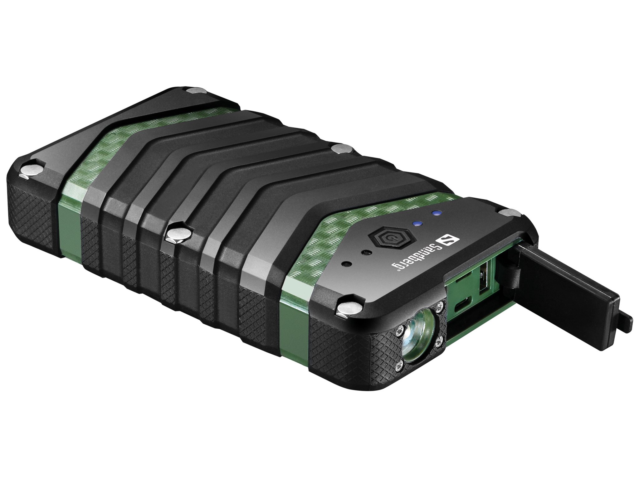 Išorinė baterija SANDBERG Survivor 20000mAh, 1x USB A, 1x USB C, su žibintuvėliu