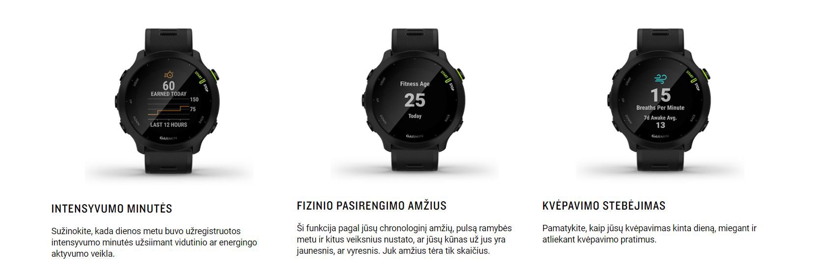 Sportinis laikrodis GARMIN Forerunner 55 Black - Topocentras