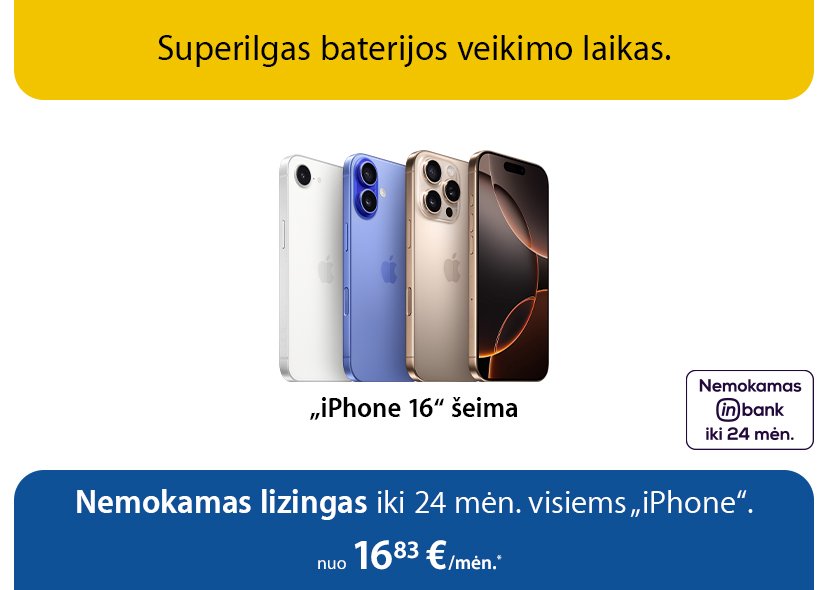 Visiems Apple iPhone nemokamas lizingas iki 24 mėn.