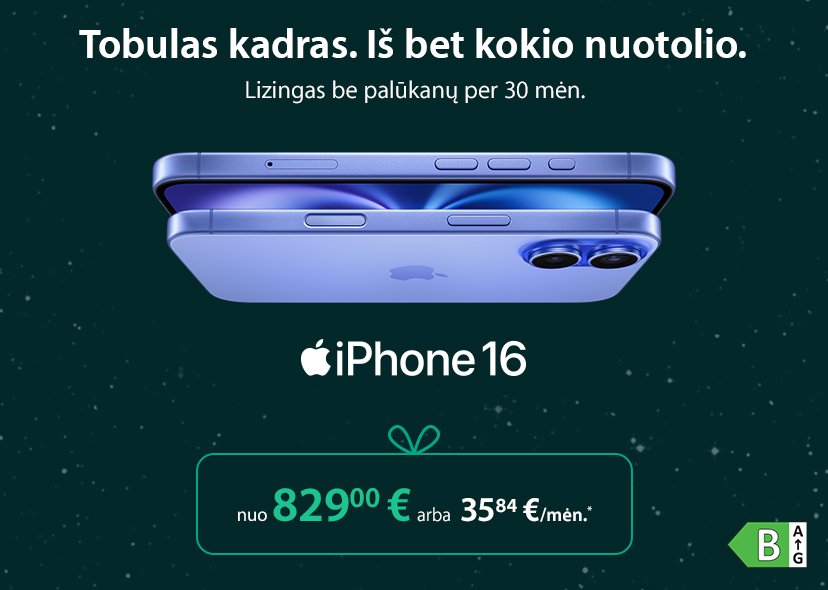 Apple įrenginiai be palūkanų per 30 mėn.