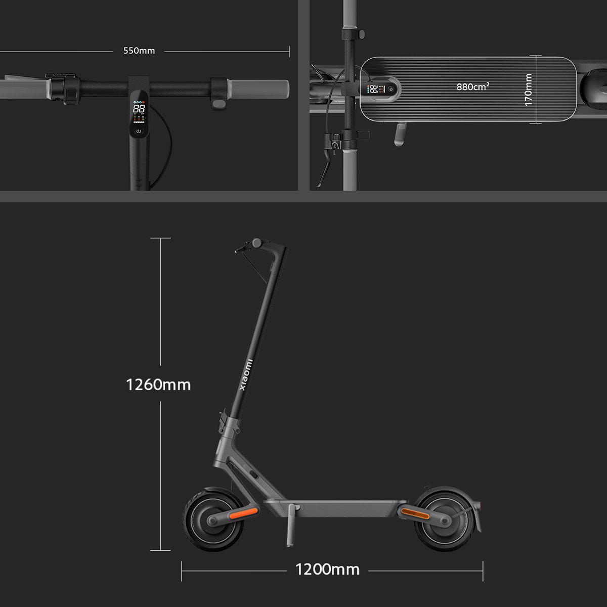 Elektrinis paspirtukas XIAOMI 4 Ultra - Matmenys