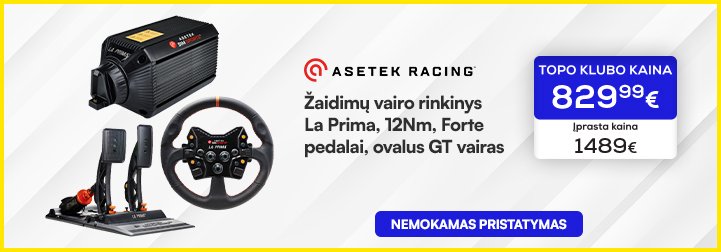 Žaidimų vairo rinkinys ASETEK RACING La Prima, 12Nm, Forte pedalai, ovalus GT vairas
