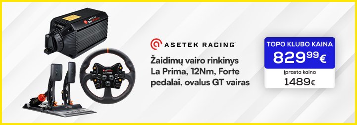 Žaidimų vairo rinkinys ASETEK RACING La Prima, 12Nm, Forte pedalai, ovalus GT vairas